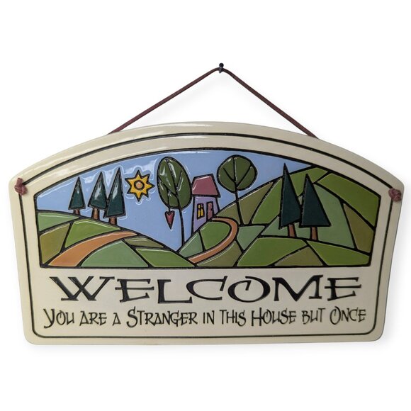 Spooner Creek Real Art Etched in Clay Michael Macone Welcome Hanging Plaque 8" - Picture 1 of 12